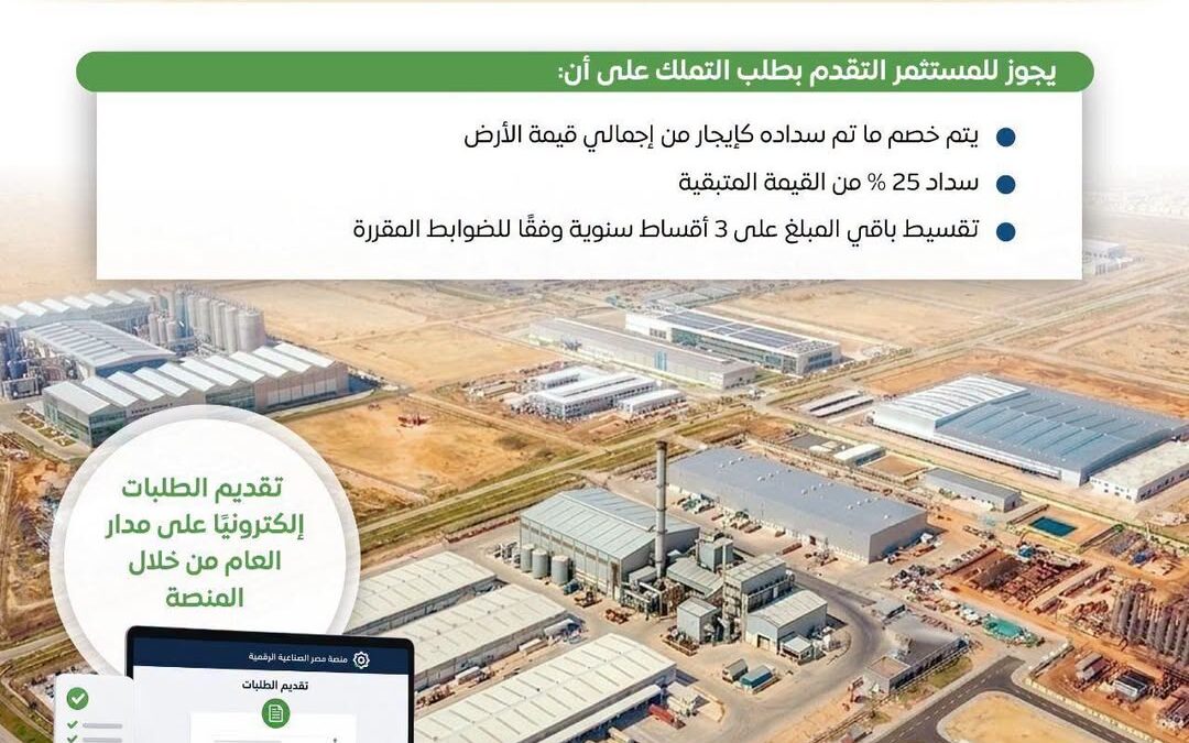 نظام الإيجار المنتهي بالتملك للأراضي الصناعية