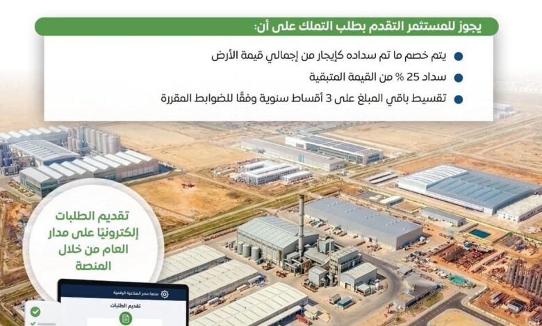 نظام الإيجار المنتهي بالتملك للأراضي الصناعية